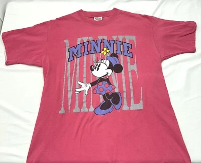 Vintage Minnie Mouse Disney T-Shirt Hot Pink 90s Size Large - Image 1 of 4