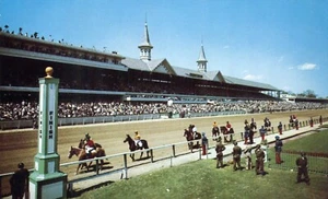 Postal de Churchill Downs Louisville Kentucky pista de carreras de caballos tribuna 1954 - Imagen 1 de 2