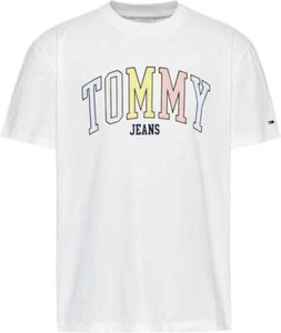 Tommy Hilfiger Mens Classic Collage Pop Tommy T-Shirt White DM16401 100 - Imagen 1 de 7