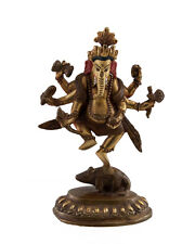 Statue tibétaine de Ganesh à La Tete Elephant 12.5 Cm Cuivre Nepal  AFR9-6100