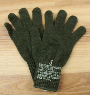 Guante de lana verde USGI US Military OD forro clima frío talla 3 pequeño Foto 1 de 2