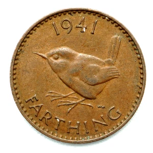 1941 Great Britain One 1 Farthing King George VI Coin, km843 🇬🇧 🏷️ - Picture 1 of 6