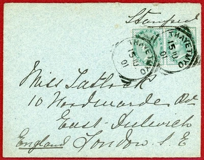 GB 1901, QV ½p Green Pair on Cover, Tied  THAYETMYO (Burma ?), to London - Image 1 of 2