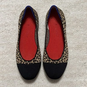 Rothy's Womens The Square Little Cat Leopard Print Flats Shoes Size 8 - Picture 1 of 9