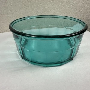 Arcoroc Teal/Aqua Paneled Glass Serving Bowl Made in France 9” Round Vintage - Picture 1 of 8
