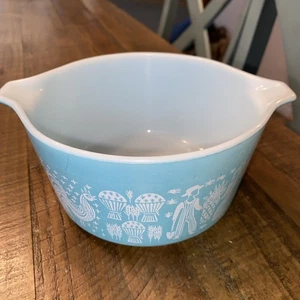 Vintage  Pyrex 473 Turquoise Amish Butter Print  1 qt Casserole Dish - Picture 1 of 8