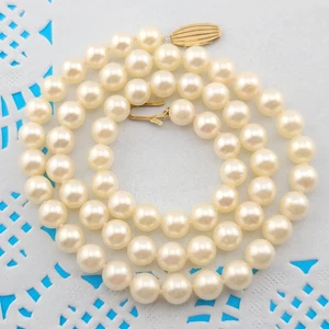 Joyería Estate Off White Crema 8mm Perla Oro Amarillo 14k 585 Cierre Collar 18" - Imagen 1 de 12