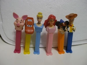 6 VINTAGE PEZ DISPENSERS MICKEY RUSTY PIGLET WOODY ARIEL & CINDERELLA - Picture 1 of 12