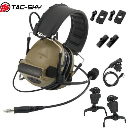 Auriculares tácticos de protección auditiva TS TAC-SKY TSC2 + PTT + adaptador de riel ARC Foto 1 de 4