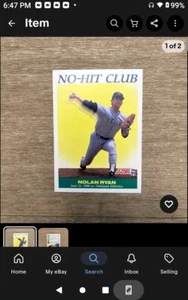 1991 Score Baseballkarte #701 NOLAN RYAN "No-Hit Club" ~ Texas Rangers ~ HOF - Bild 1 von 2
