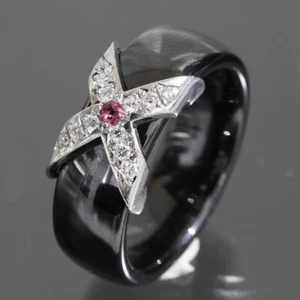 CISEY Diamond Pink Sapphire Ring US7 Pt900 CE Newly Polished Platinum 6223A - Picture 1 of 5
