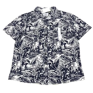 Goodfellow & Co. Mens Size L Short Sleeve Button-Up Shirt Tropical Image Blue - Picture 1 of 8