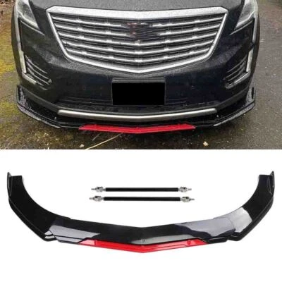 For Cadillac Escalade Front Bumper Lip Spoiler Splitter Body Kit Gloss Black+Red - Image 1 of 4