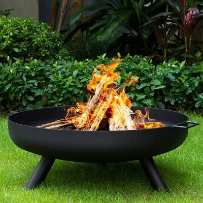 Tazón de jardín plegable de 24" pozo de fuego redondo patio exterior campamento calentador quemador de troncos - Imagen 1 de 3