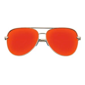 KEY - Oversize große flache Gläser Metall Pilotenbrille silber orange verspiegelt - Bild 1 von 10