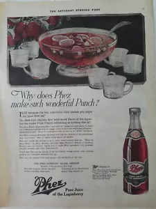 1920 Phez Pure Loganberry Saft macht wunderbare Bowle Schale Vintage Werbung - Bild 1 von 1