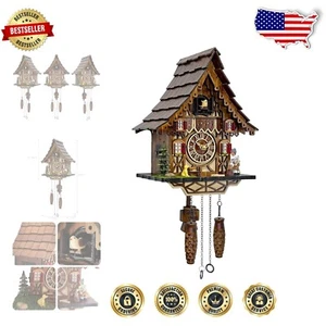Retro Black Forest Cuckoo Clock: Musical, Adjustable Volume, 23" Wooden Piece - Picture 1 of 8
