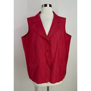 Talbots 55% Silk 45% Linen Button Up Pockets Classic Womens Vest Size 16 - Picture 1 of 10