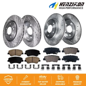 For Hyundai Elantra Veloster GT Kia Forte Front Rear Drilled Rotors Brakes Pads - Picture 1 of 2