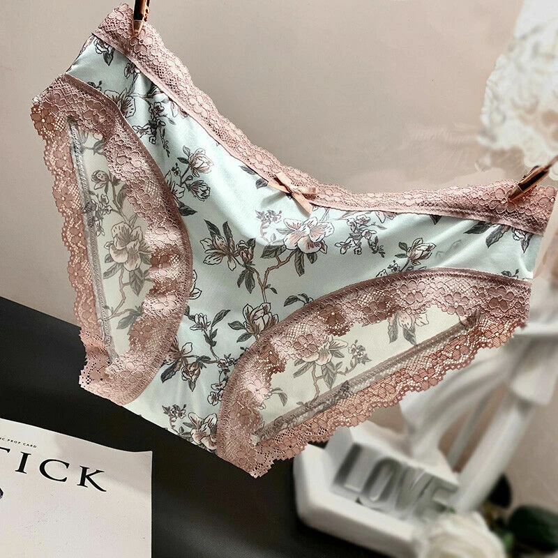 2 PIEZAS Calzoncillos Sweet Kawaii cintura media calzoncillos de encaje sin rastro Foto 1 de 4