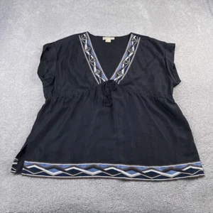 Michael Kors Top Womens 2X Black Silk Sleeveless Deep V Neck Embellished - Picture 1 of 13