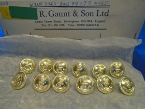 12 X NEW ROYAL NAVY 19MM ANODISED GOLD OFFICERS JACKET/BLAZER NAVAL BUTTONS - Picture 1 of 3