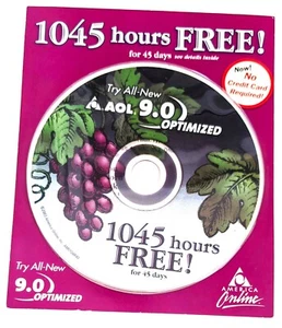 RARO "Uva" América Disco Coleccionable en Línea, CD Vintage AOL Ver 9.0, ¡Sellado! - Imagen 1 de 2