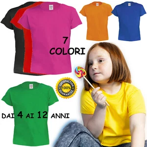 T-SHIRT COLORATA da BAMBINO Unisex IN COTONE Maglietta A MANICA CORTA per BIMBI - Imagen 1 de 10