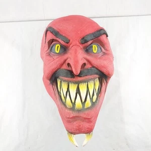 Vintage Paper Magic Group Halloween Scary Horned Devil Latex Mask Demon - Picture 1 of 5