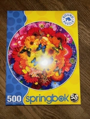 Springbok Colorful Blooms 500 pc Round Jigsaw Puzzle - New / Sealed       (23) - Image 1 of 4