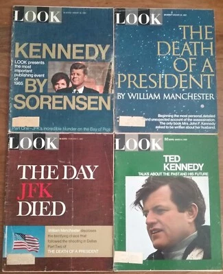 Lot of 4 LOOK Magazine Back Issues 1965-1969 John F Kennedy Ted Kennedy Foto 1 de 4