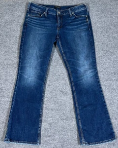 Silver Jeans Co Suki Mid Rise Slim Boot Jeans Womens Size 36x31 Denim Distressed - Picture 1 of 3