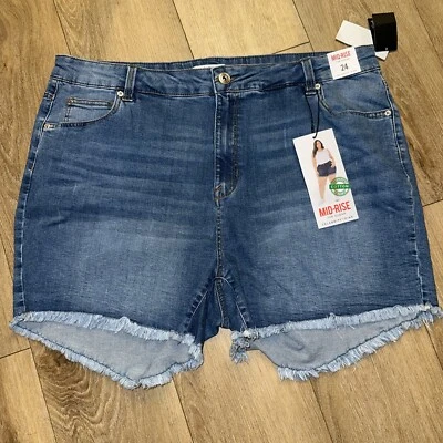 Pantalones Cortos de Jean Celebrity Pink The Sugar Tiro Medio Talla 24 Azul Elastizado Denim Nuevos con Etiquetas Foto 1 de 4