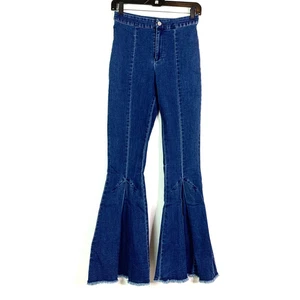 Do + Be Jeans Damen Small Pleated Flare High Rise Dark Wash Raw Hem RC15572 - Bild 1 von 6