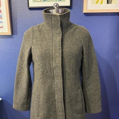 L.L.Bean Green Car Coat Boiled Wool Single Breasted Buttons Princess Seams S - Image 1 of 4