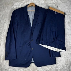 Brooks Brothers Explorer Regent Fit 2 Piece Suit Navy Blue Check Men 46R W38/28 - Picture 1 of 16
