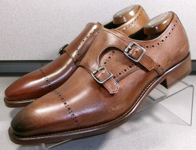 242726 MSi60 REECE MEN SHOE 9 M TAN LEATHER MADE IN ITALY BY JOHNSTON & MURPHY - Image 1 of 4