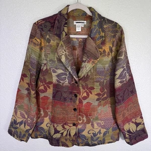 Coldwater Creek Jacket Womens 1X Floral Tapestry Blazer Ombre Colorful Artsy - Picture 1 of 9