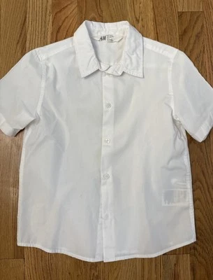 H&M Boys White Short Sleeve Button-Up Shirt – Size 6-7Y EUC - Image 1 of 4
