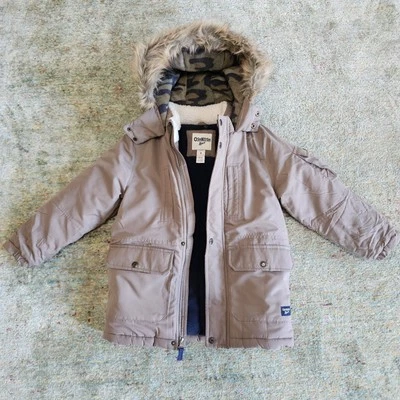 Oshkosh B'Gosh Toddler Fleece-Lined Midweight Jacket with Faux Fur Size 6 Used - Image 1 of 4