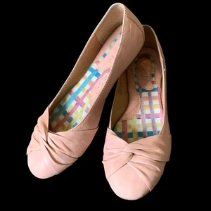 Born Leather Lilly Pink Ballet Flat Top Knot Bow Women's Sz 8 Business Casual - Picture 1 of 15