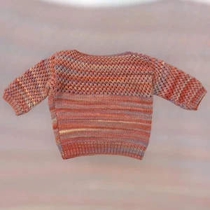 VTG 70s 80s Handmade Knit Crochet Cropped Sweater Top Womens S Pink Gradient Fun - Picture 1 of 6