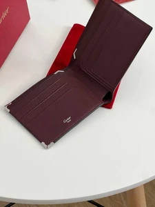 Cartier Men’s Wallet – Genuine Leather – Burgundy – Size: 12x9 cm - Picture 1 of 6