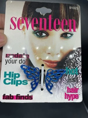 Vintage Y2K SEVENTEEN Hair Clip Barrette GLITTER Butterfly UNWORN New - Image 1 of 4