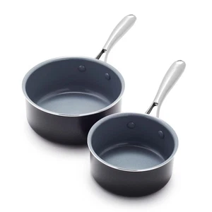 Swift Healthy Ceramic Nonstick, 1QT and 2QT Saucepan Set, Stainless Steel Han... - Picture 1 of 4