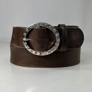 Cinturón ancho de cuero genuino marrón American Eagle - Hebilla joya - Para mujer talla 32 - Imagen 1 de 9