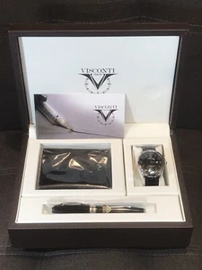 VISCONTI Ball Pen, Wallet & Watch Gift Set Completed in Luxury Presentation Box - Picture 1 of 12