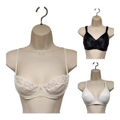   Lote De 3 Sujetadores Inalámbricos Talla 34B Color Blanco/Negro/Marfil Foto 1 de 4