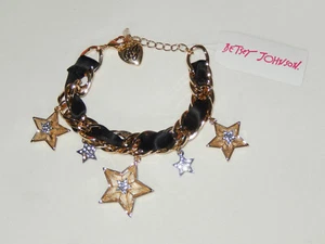 Authentisches Betsey Johnson himmlisches Punk Sterne Gold Kristall Bettelarmband neu mit Etikett - Bild 1 von 5