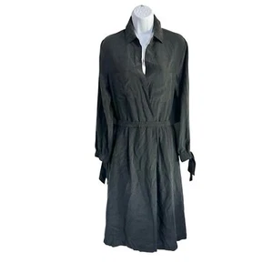 Vince schwarz Seide Schlitz Rücken Langarm Midi Shirt Kleid Größe Small Neu mit Etikett - Bild 1 von 12